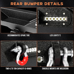 Off Road Front and Rear Bumpers Set Fit for Jeep Wrangler JK JKU 2007-2018 | Bui
