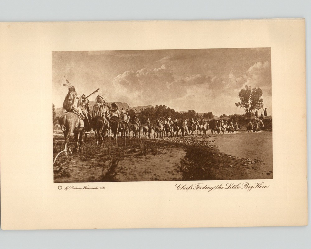 Wanamaker/Dixon «Chiefs Fording the Little Big Horn» 1913 Original Photogravure