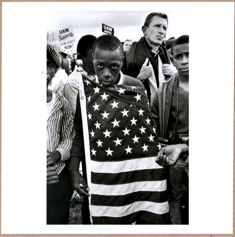SIGNED BRUCE DAVIDSON AMERICAN FLAG CIVIL RIGHTS MARCH FROM SELMA TO MONTGOMERY