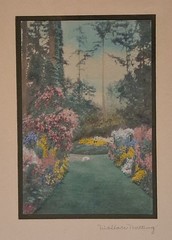 Cottage Garden Wallace Nutting Hand-tinted Photograph, BRILLIANT Unfaded Color