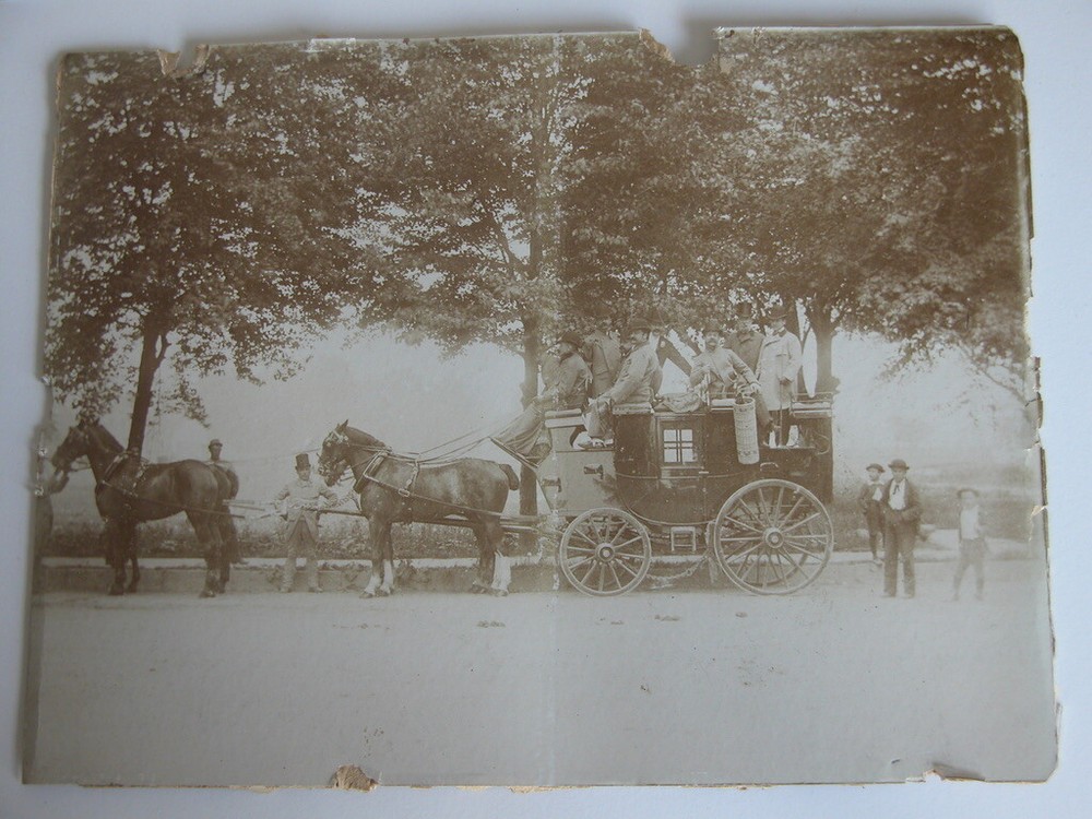 Vtg c.1880s-90s Photograph Men in Stagecoach Sepia B&W Wild West Travel