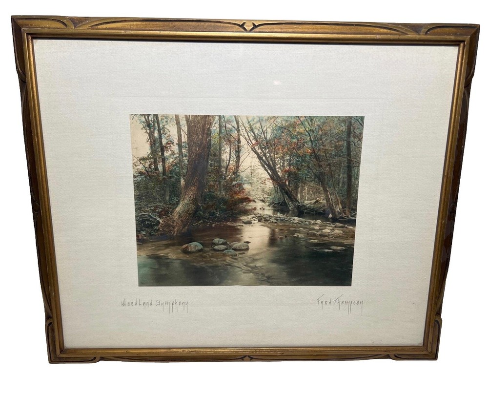 Framed&Signed Antique Fred Thompson “Woodland Symphony” Hand Tinted Photograph