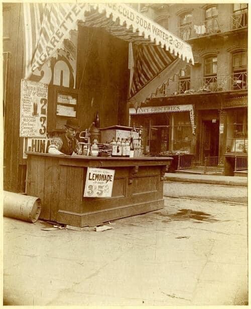 black and white photography print Nyc Old Soda Stand 1800’s