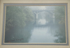 Signed Michael Wright Landscape River with Bridge Photograph