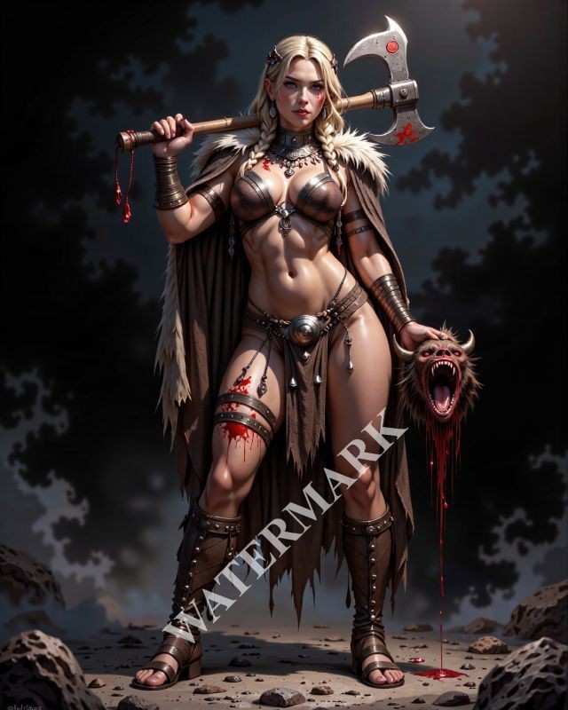 3 Digital Images Female Warrior Wallpaper Background Desktop Wall Art B55