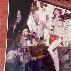 VTG Pirate Tavern Photograph on Board MCM Estate, Pin Up, Tiki Bar Nautical Art