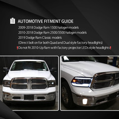 Compatible with 2009-2018 Dodge Ram 1500, 2500, 3500, 2019 Dodge Ram Classic, Le