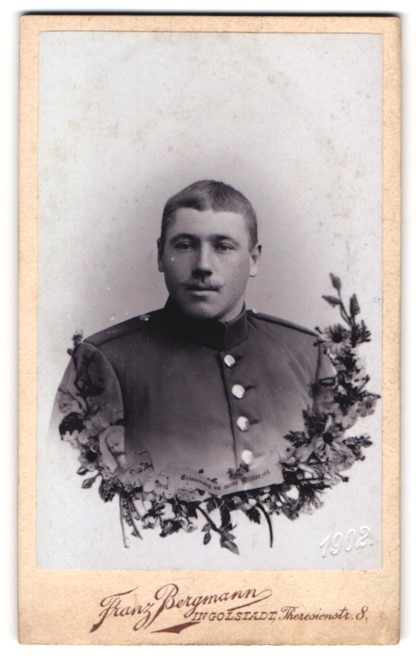 Photography Franz Bergmann, Ingolstadt, Theresienstr. 8, Portrait Soldier in Unif