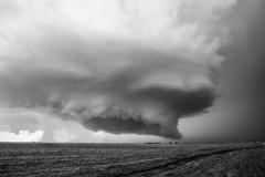 Storm Photography Print – Supercell Thunderstorm in Kansas Black and White