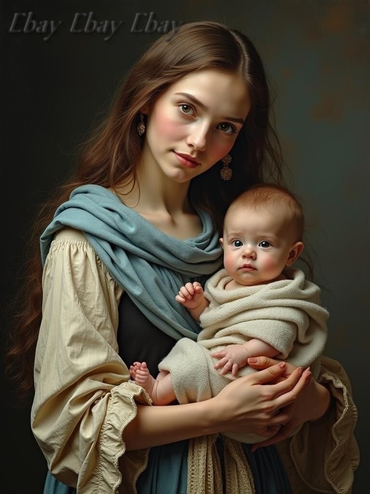A3 Photo Mother Child Tenderness Artistic Glossy Paper Decor -030
