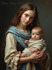 A3 Photo Mother Child Tenderness Artistic Glossy Paper Decor -030