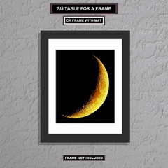 Wall Decor, 8×10 inch 20 Percent Full Moon (Yellow Waxing Crescent) Print M7665