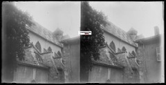 Church, France, Vintage Glass Photo, Stereo Black & White Negative 9X18 Cm