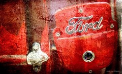 Vintage Ford Truck Red Logo Emblem Patina Rust Wall Art Photography Print