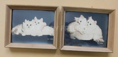 VINTAGE PAIR 1940’S? REAL PHOTOS OF WHITE CATS BRADLEY CURREY FRAMES SIGNED