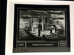 Original old glass slide/plate reversing block rolling mill approx. 1925 8.5x10cm SW-