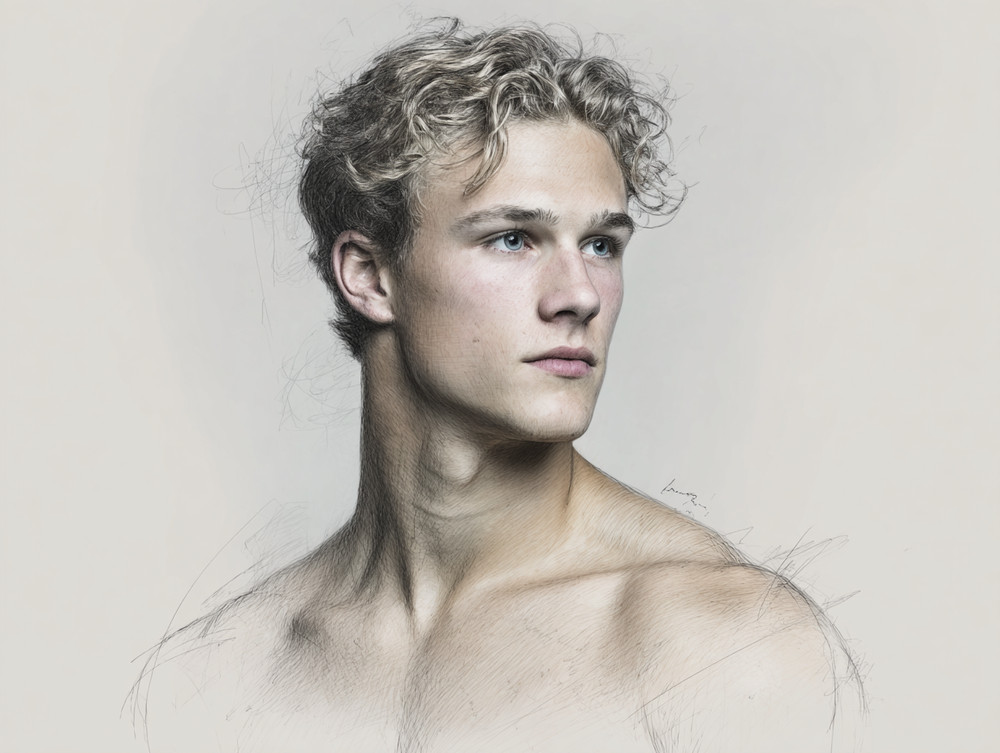 «Handsome swimmer». Drawing by Igor Zeiger. Numbered and signed by artist