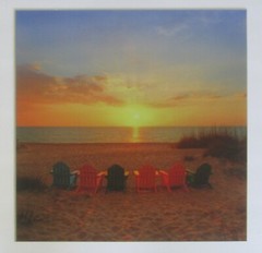 Chairs on Beach Day/Night Large 16×16 inches Lenticular Picture by Michael Brown