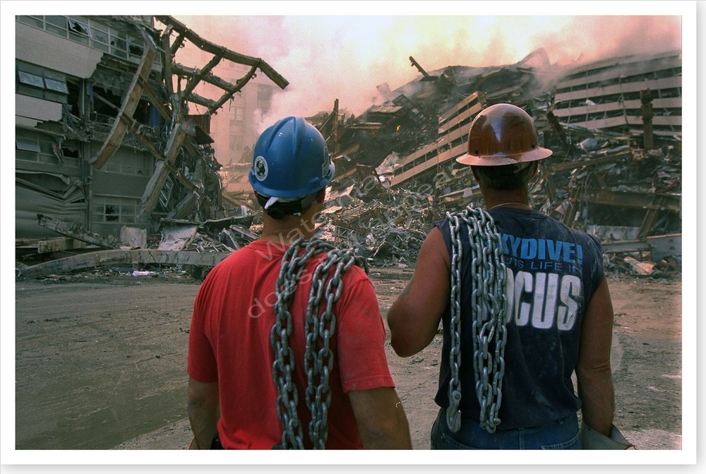 World Trade Center September 11th Iron Workers At Cleanup Silver Halide Photo