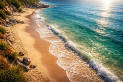 AI Generated Beach Ocean Waves Coastline Nature Landscape Wall Art 39