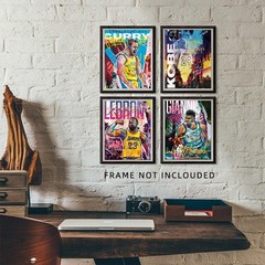 Famous Basketball Star Posters Wall Art, 8×10 Inch Canvas Prints Unframed Set…