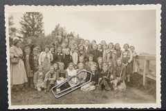 Photo portrait school class Regensburg Passau 1951 girl teacher model picture braids