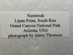 Grand Canyon photos “Sunrise” & “Sunstreak” signed matted photos, James Thompson