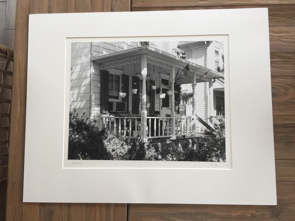 BRUCE BLUM SIGNED B&W Photo Print (13 3/4″X 17 3/4″)-«American Porch «