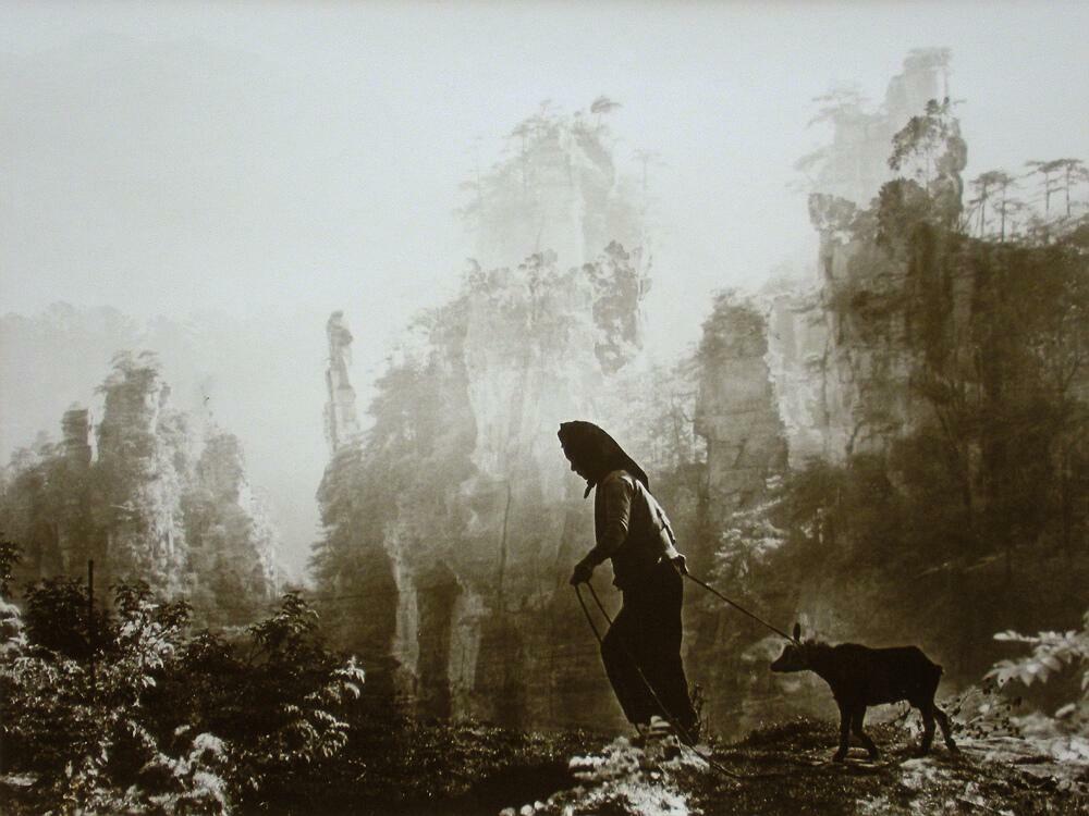 Don Hong-Oai -Original Signed Photograph 1984 -Asian Landscape w/Woman & Goat