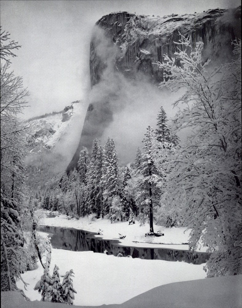 1959 Ansel Adams El Capitan Winter Scene Yosemite Valley National Park Art Photo