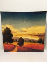 Tuscany Italy Landscape Sunset WALL ART Print Mounted On Hard Cardboard 24″x24″