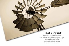 Aermotor Windmill Sepia Tone Iowa Farm Country Photography Print