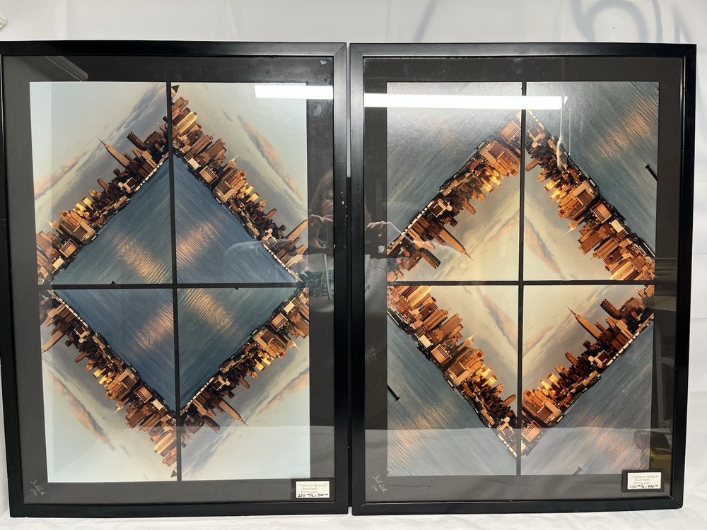 “Manhattan Skyline” David Smith Photography Framed New York City Pair Photos