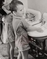 Vintage Film Photo France Child In Summer Camp 18X24CM 1960