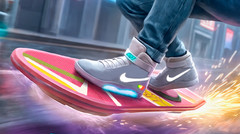 Back to the Future 2 Marty McFly on Hoverboard Metal Sign Wall Art 10″ x 14″