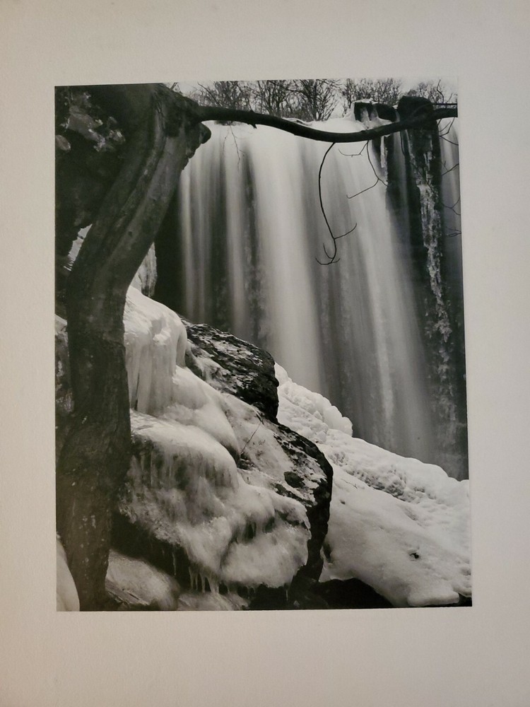 ICY WATERFALL LARGE ORIGINAL SIGNED ART PHOTO B&W STETTNER VTG MATTE NJ CAMERA