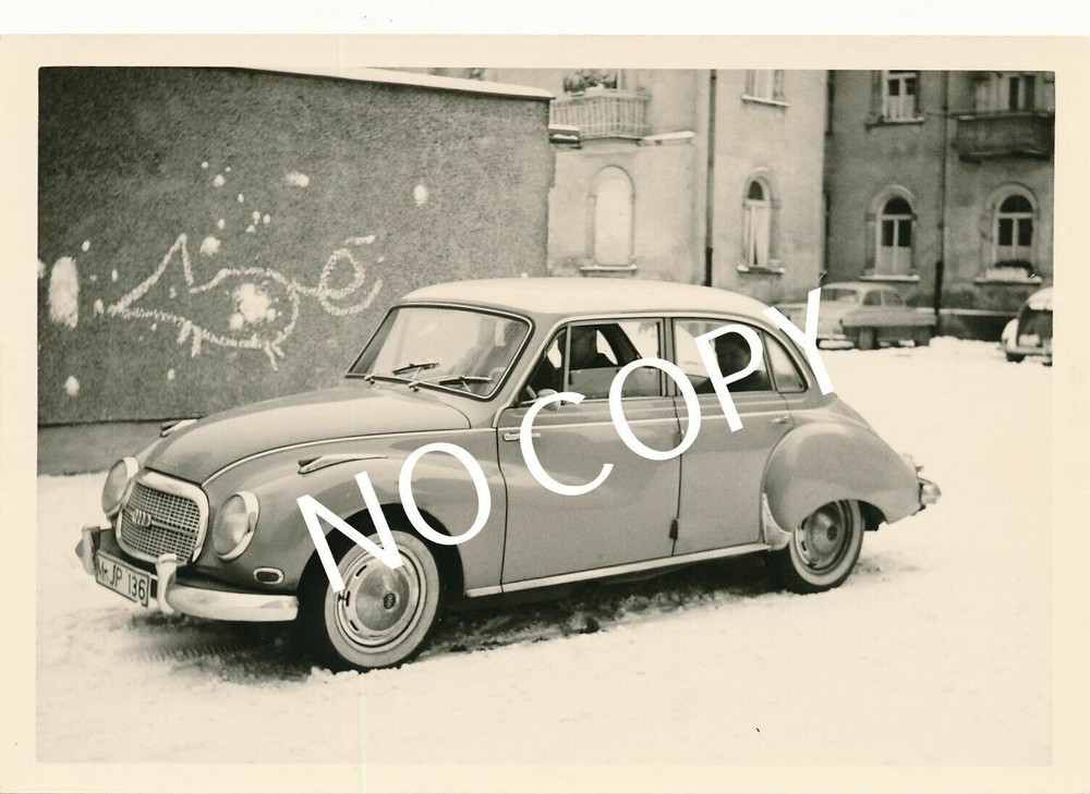 Photo Car Autounion License Plate M-JP 136 with Driver Passengers, Munich B1.42