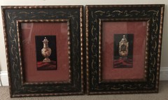 Set of 2 Paragon Picture Gallery French Porcelain Vases Framed Matching Frames