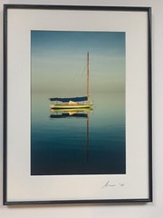 Photograph on Arches Paper of Colorful Boat. Pencil Signed