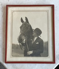 vintage LF Redman Detroit photograph large framed Horse Rider woman hat gloves