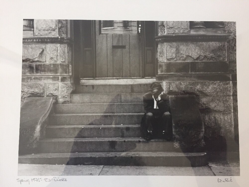 Vtg 1975 Baltimore Person On Front Stoop BW Framed Signed Art Photograph Photo