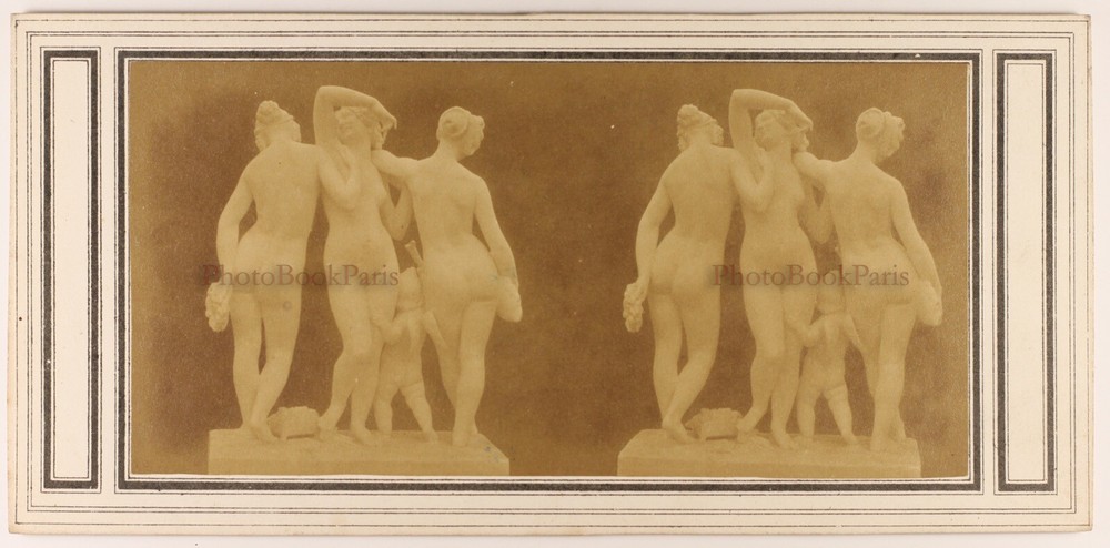 Photo Of A Sculpture The Three Graces And Love Stereo Vintage Album c1858