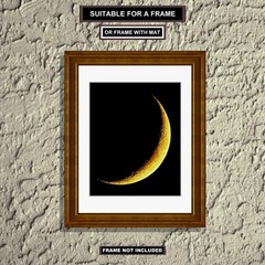 Wall Decor, 8×10 inch 12 Percent Full Moon (Yellow Waxing Crescent) Print M5784