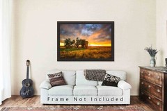 Great Plains Photography Print: Oklahoma Barn Stormy Sunset Prairie Photo