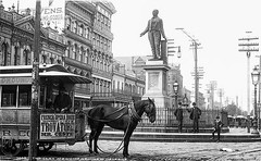 W.H. Jackson photo, Clay Monument, New Orleans Tram, Opera ad, 1890