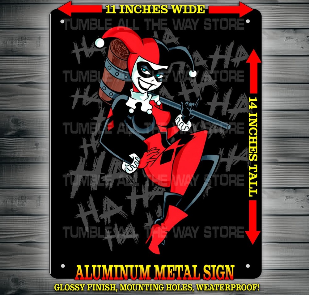 Harley Quinn Animated Series Ha Ha Ha Metal Sign Wall Art 11″ x 14″