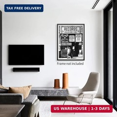 VERENIX Fashion Black And White Photography Wall Art Vintage Preppy Record Shop