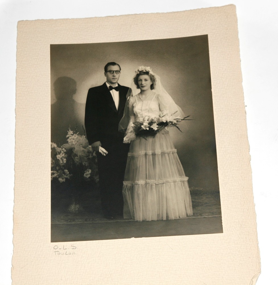 Married Couple Wedding Man Woman – Old Photo On. 1930 16 X 22 Cm