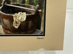 Gamow signed Old Farmhouse Laundry Wash Tubs Scrub Photography Art 5″ x 7″ Mated