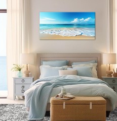 Beach Pictures Wall Art Canvas Print Ocean Pictures Wall Decor Blue Seascape …